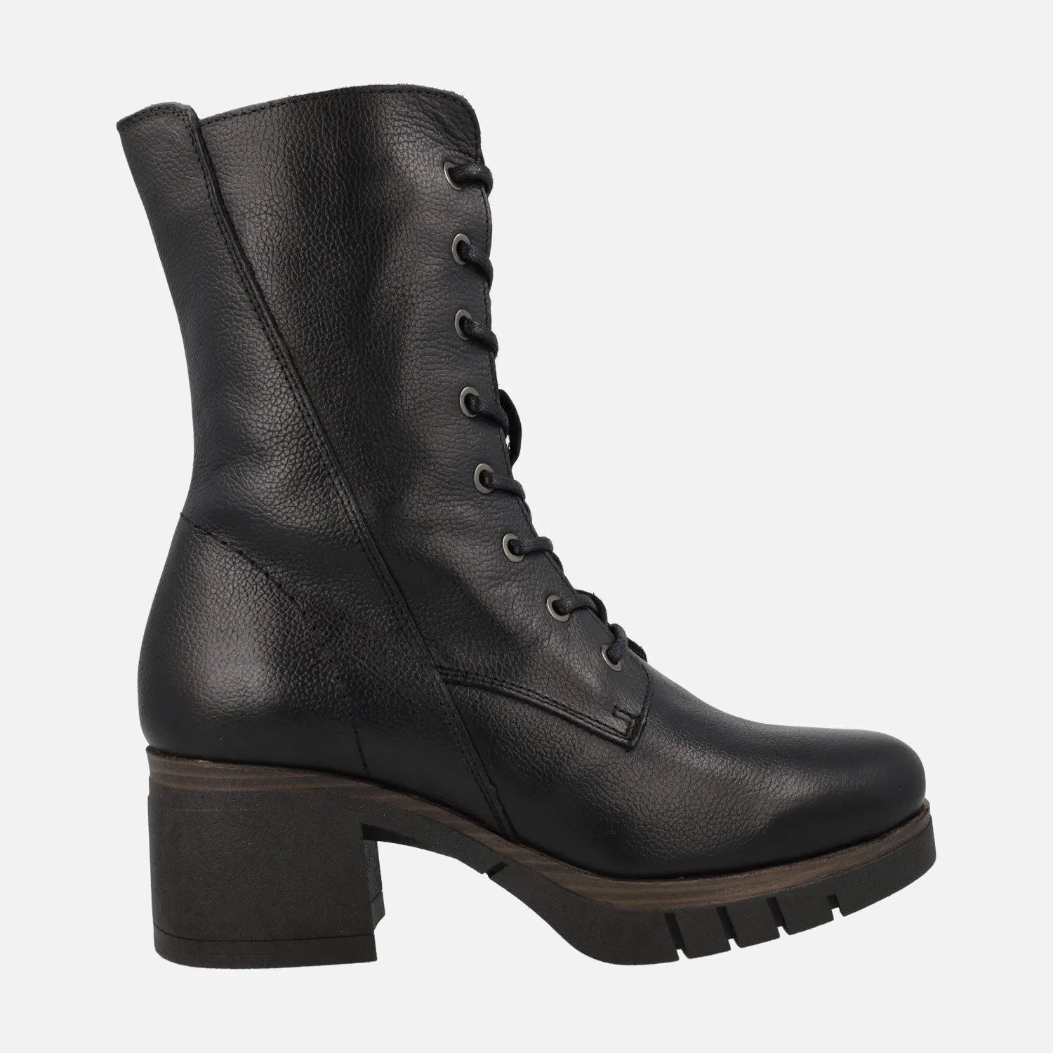 Botines negros de piel con cordones y cremallera