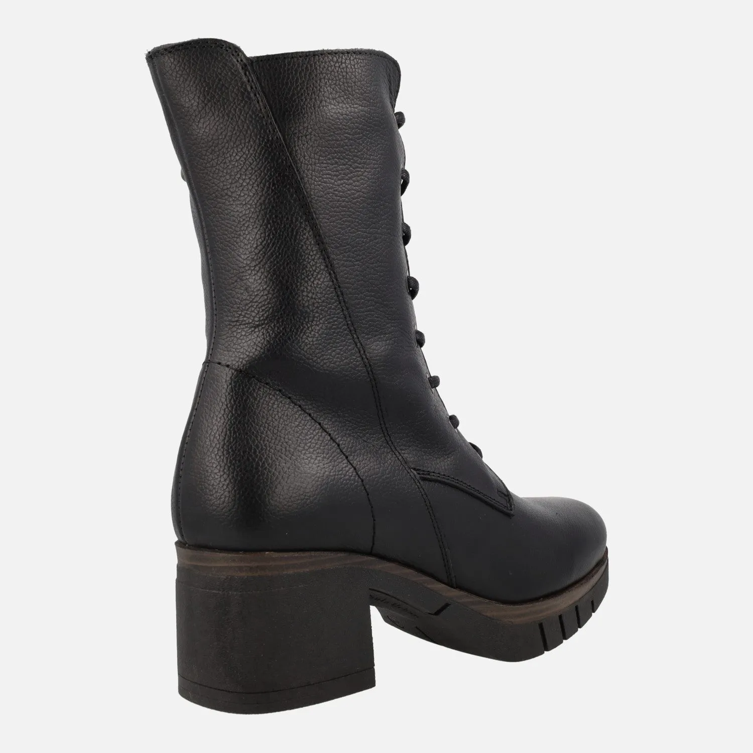 Botines negros de piel con cordones y cremallera