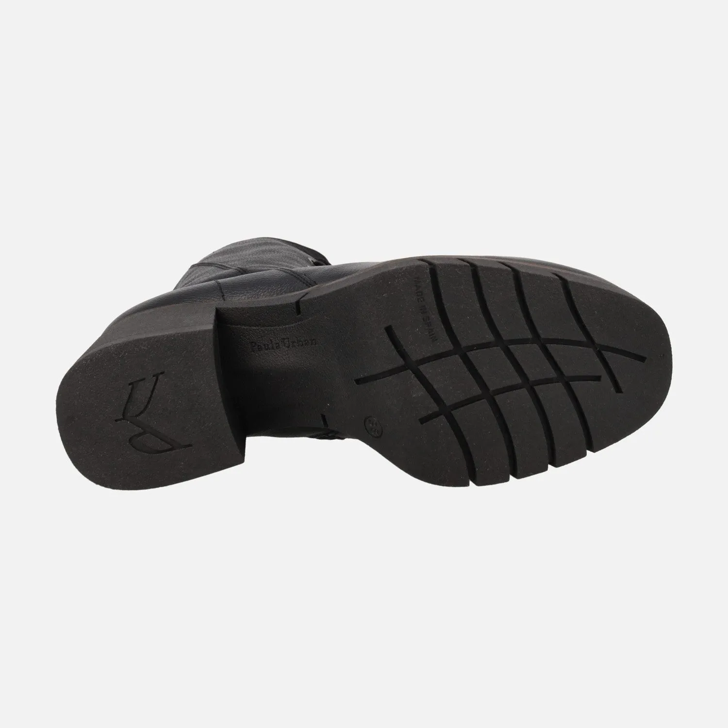Botines negros de piel con cordones y cremallera