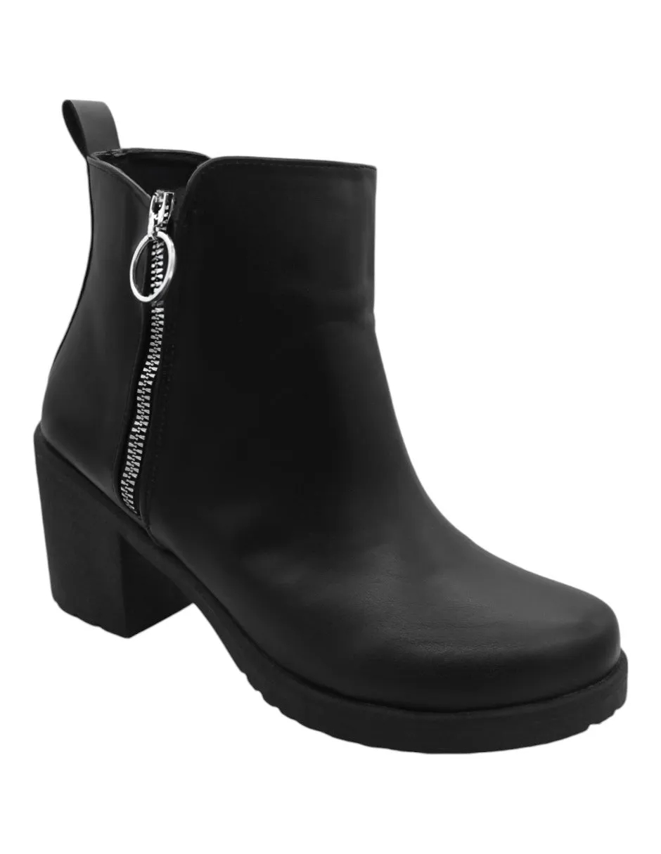 Botín con tacón en Piel vegana – Negro