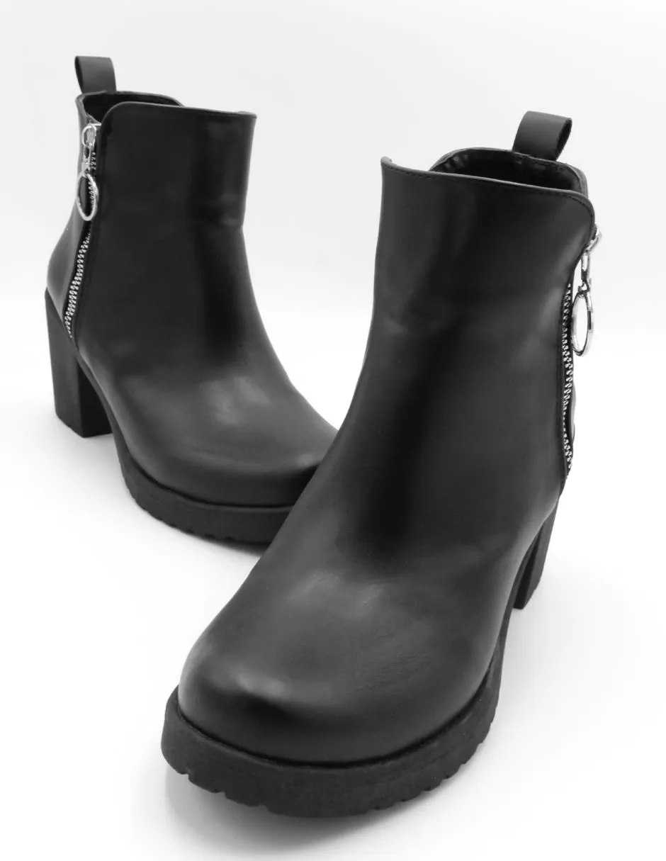 Botín con tacón en Piel vegana – Negro