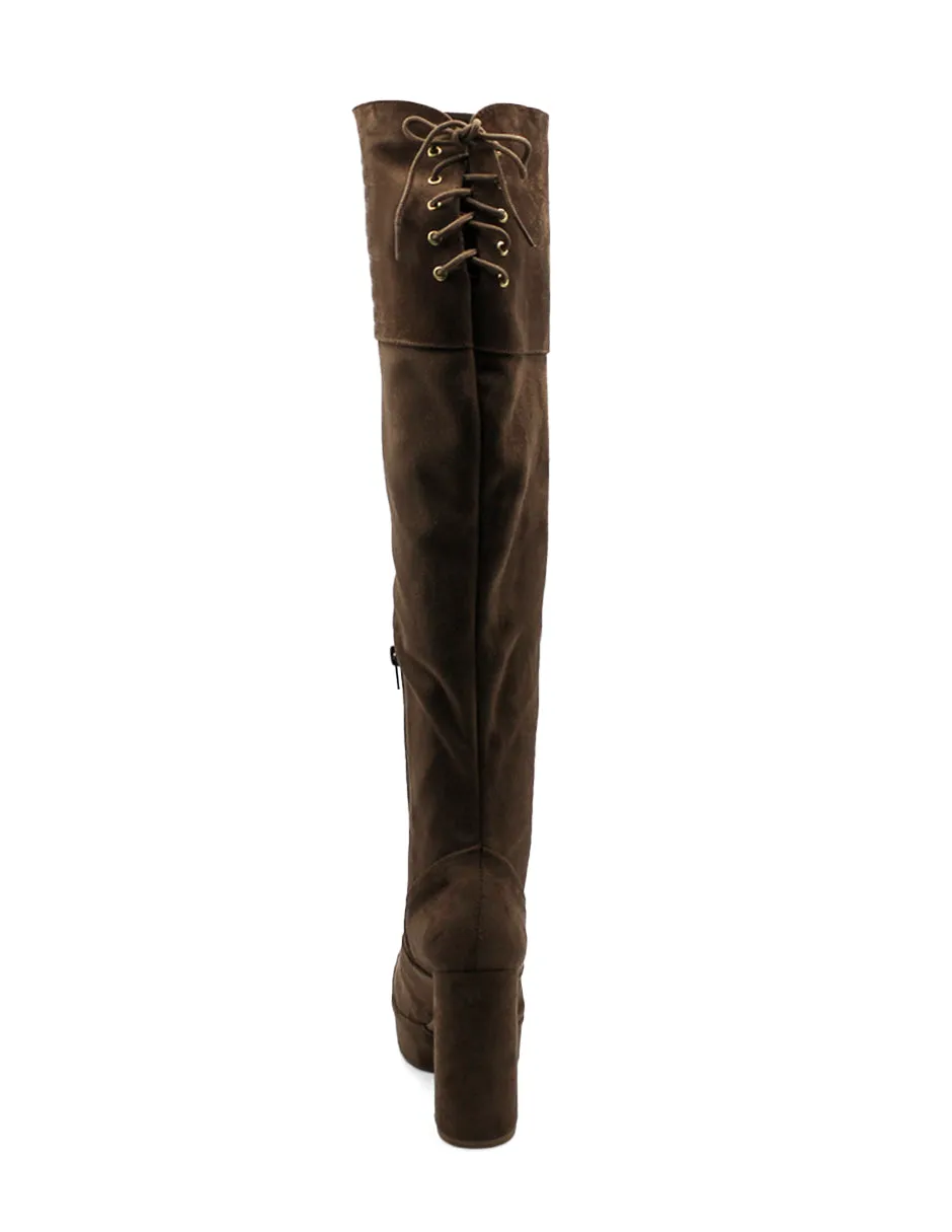 Botín con tacón Exterior Gamuza Color Café Para Mujer De RBCOLLECTION