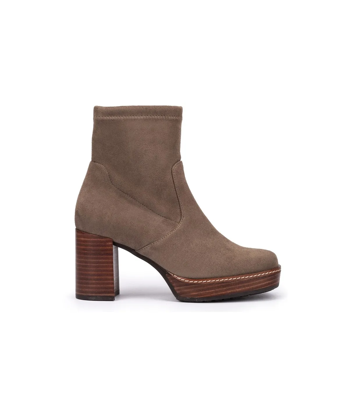 Botín con tacón para mujer en color taupe
