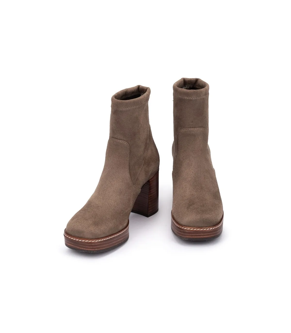 Botín con tacón para mujer en color taupe