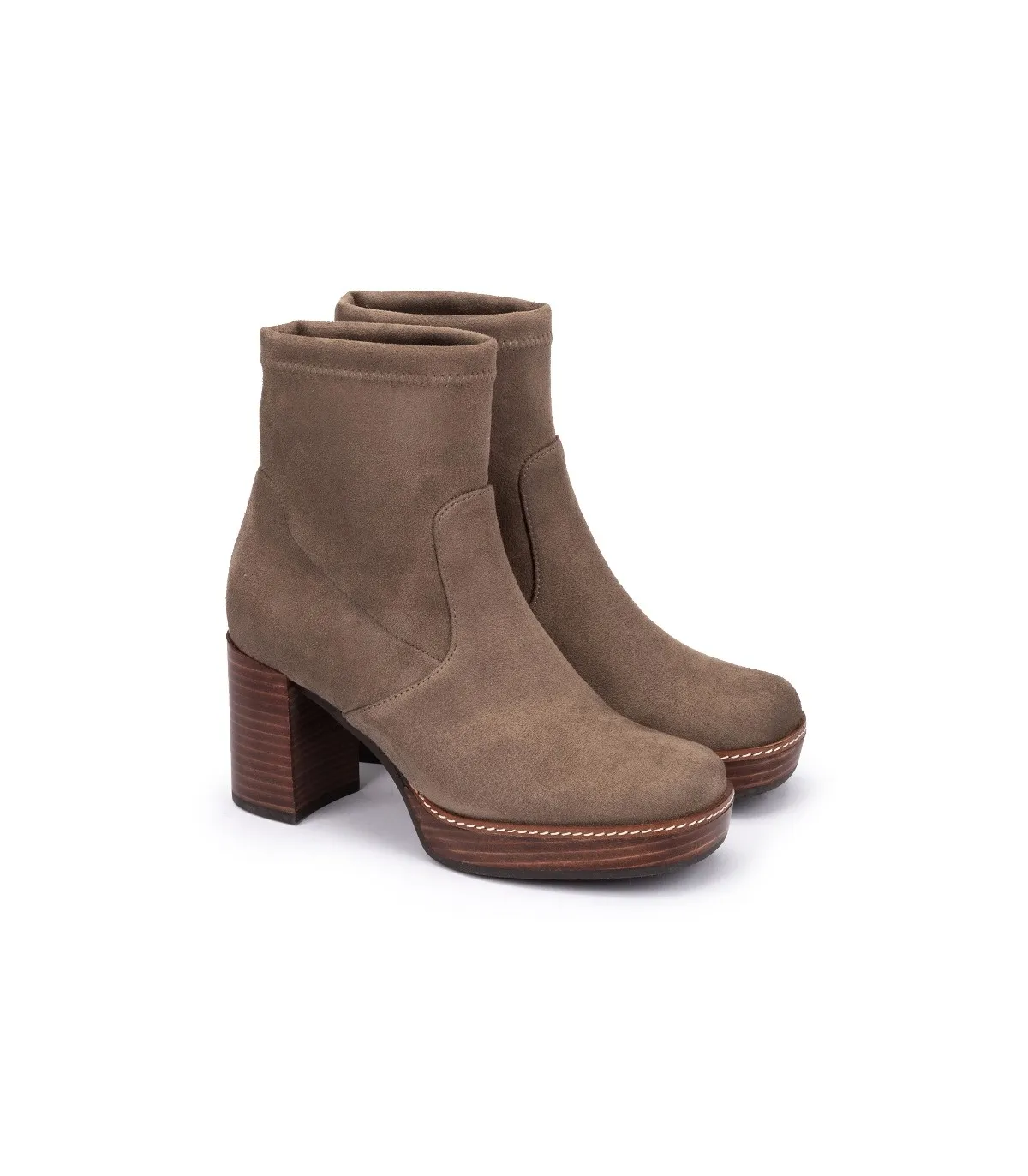 Botín con tacón para mujer en color taupe