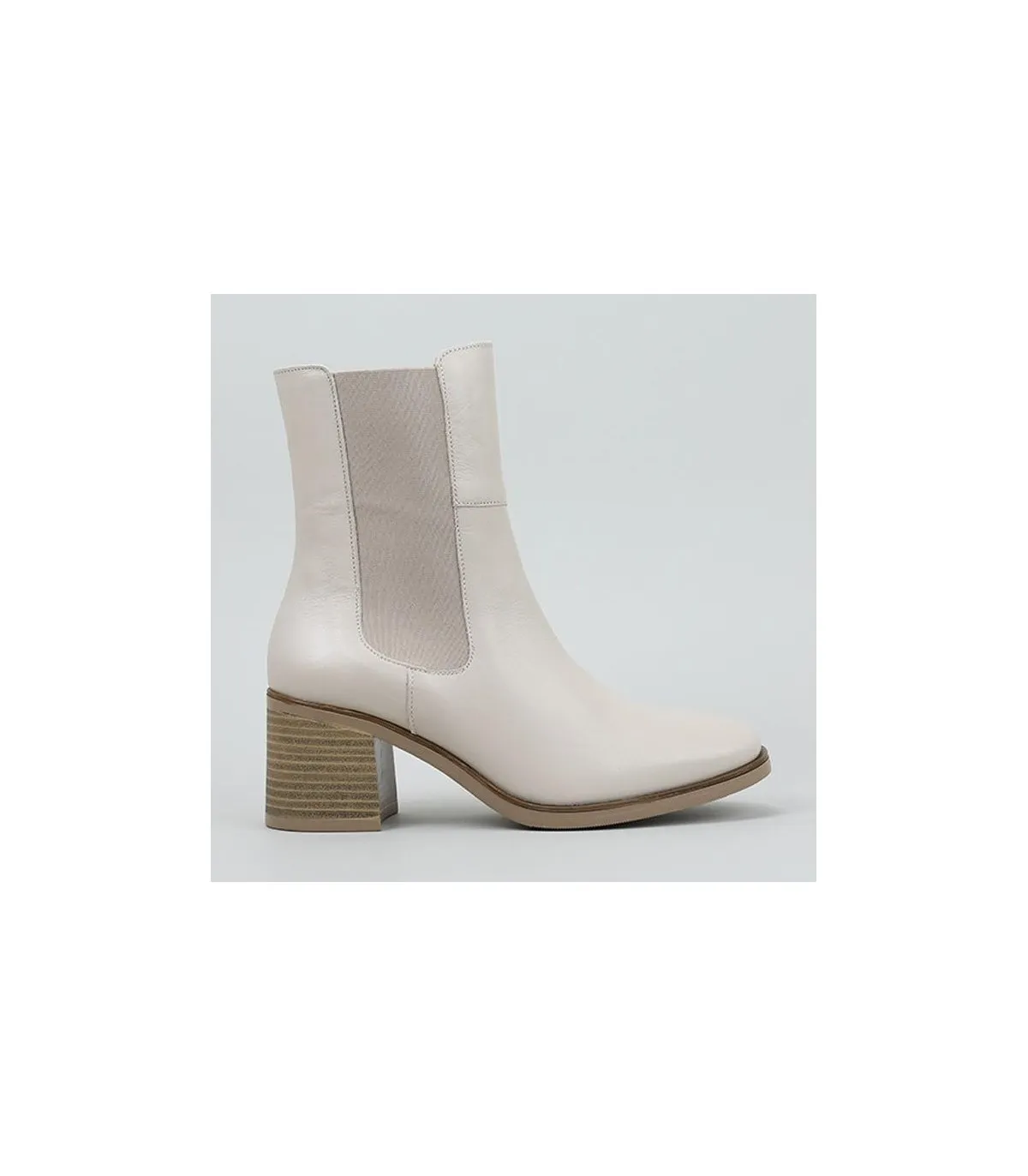 Botín estilo Chelsea en piel beige