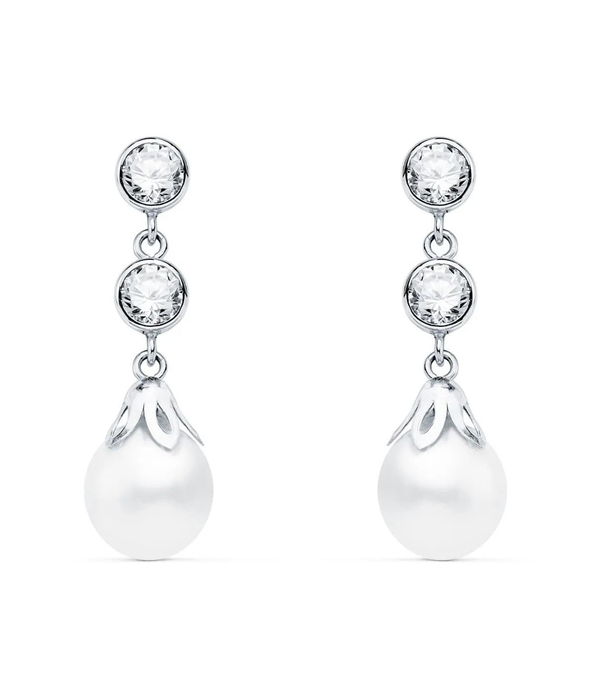 Boucles d'oreilles Mariage Blake Or Blanc 18K Perle