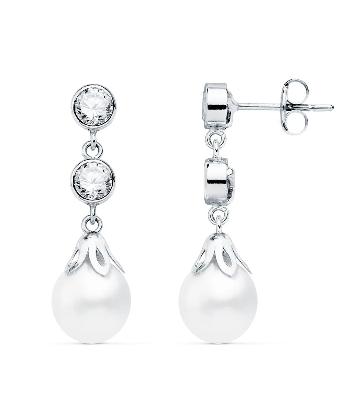 Boucles d'oreilles Mariage Blake Or Blanc 18K Perle