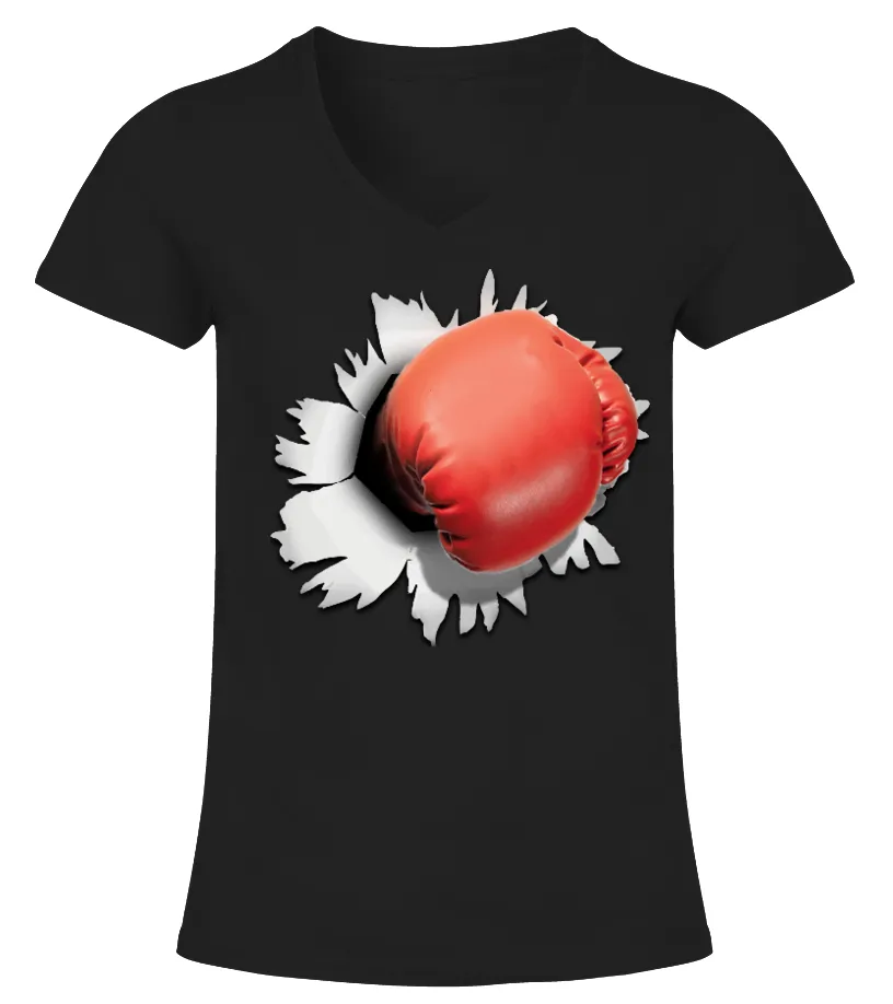 BOXING PUNCH 3D TSHIRT CAMISETA CUELLO PICO MUJER