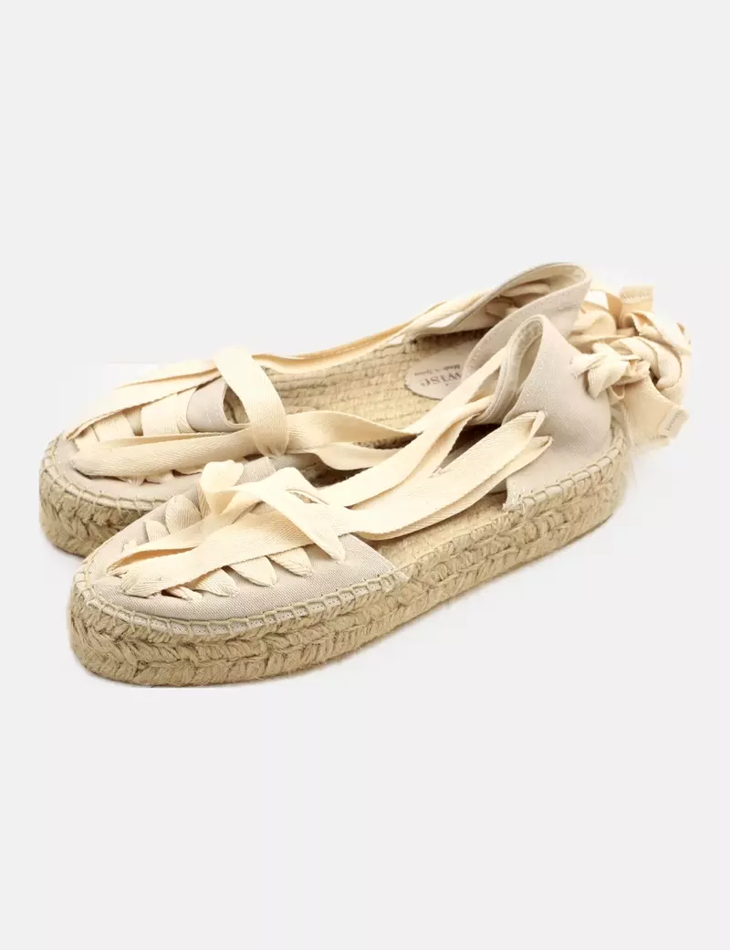 Bryan Stepwise Alpargata lace up beige