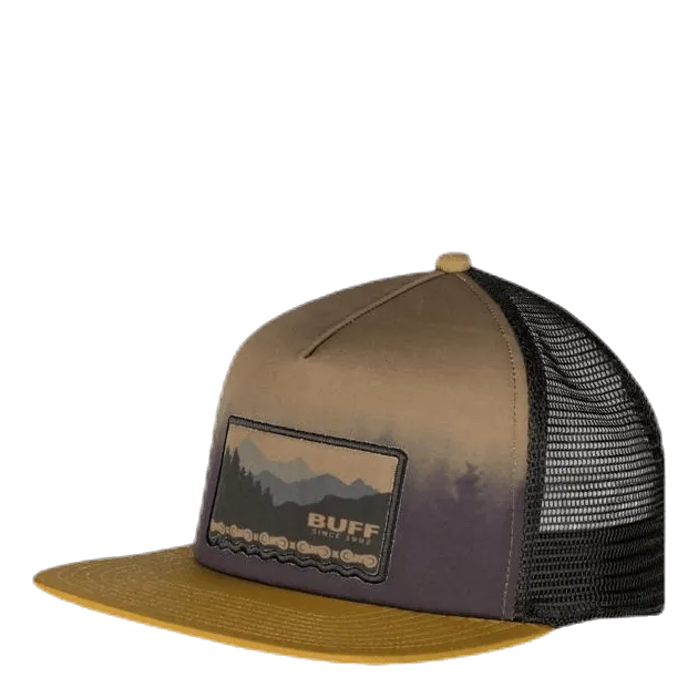Buff Trucker Cap Flat Visor Brown