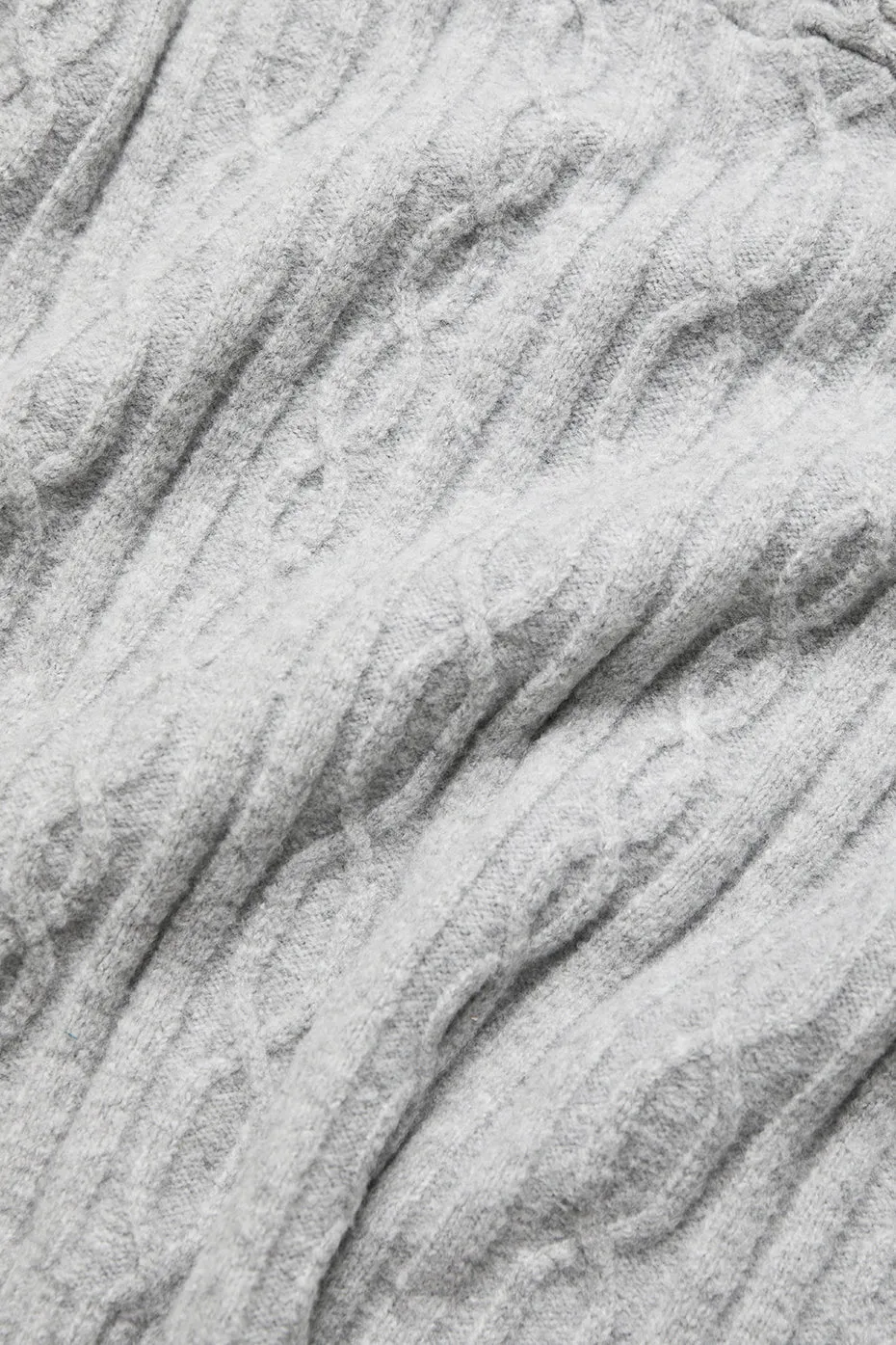 CABLE KNIT WINTER BLISS MOCK NECK TANK  ATHLETIC HEATHER GREY