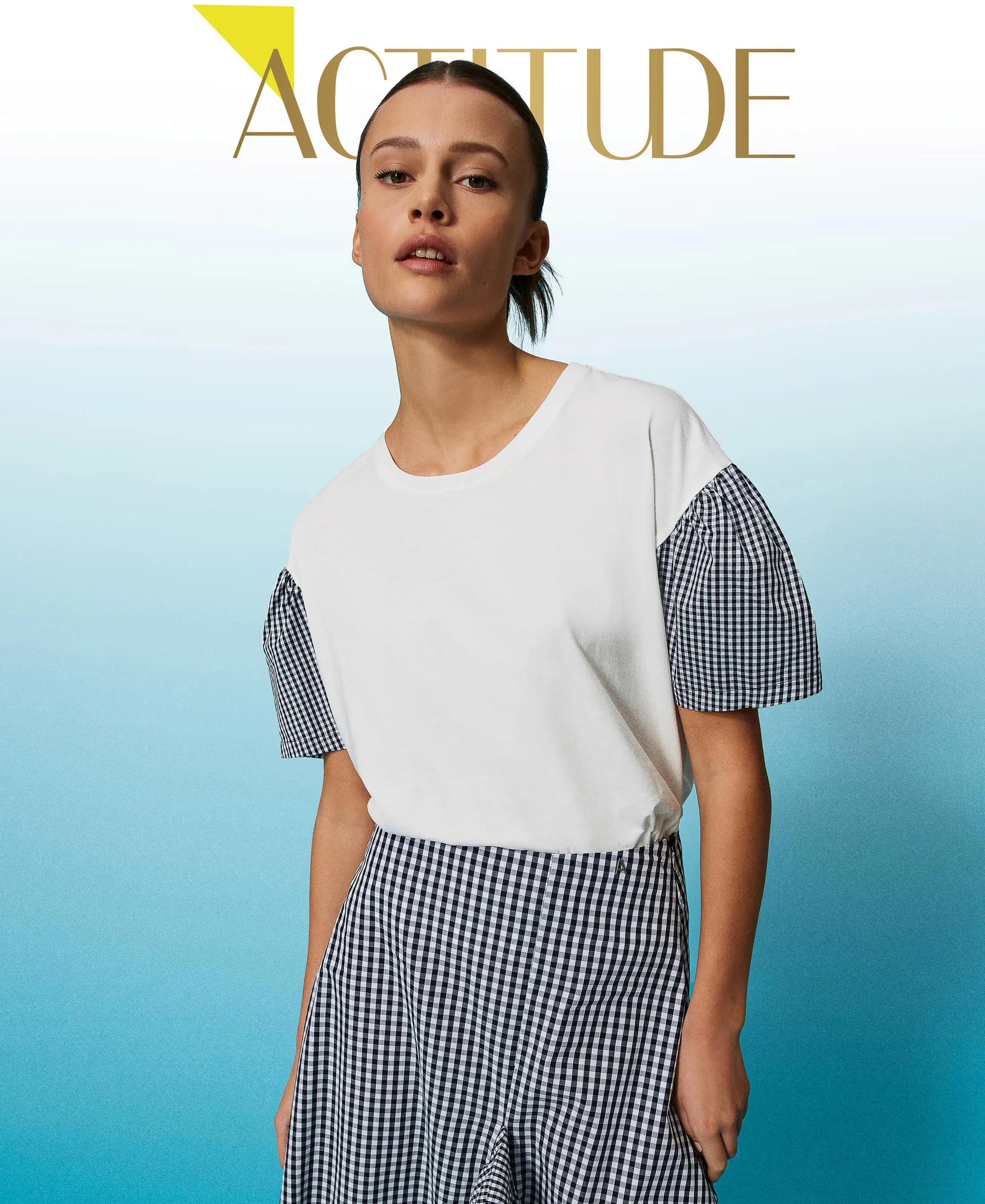 Camiseta estándar con mangas de Vichy