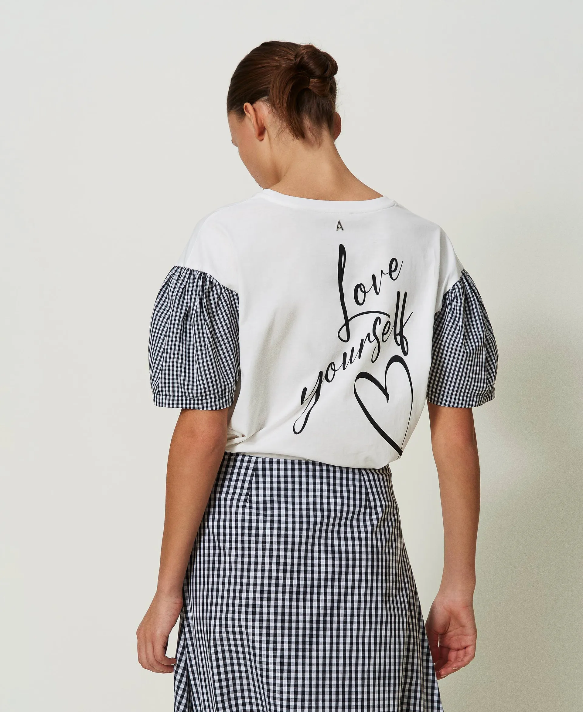 Camiseta estándar con mangas de Vichy