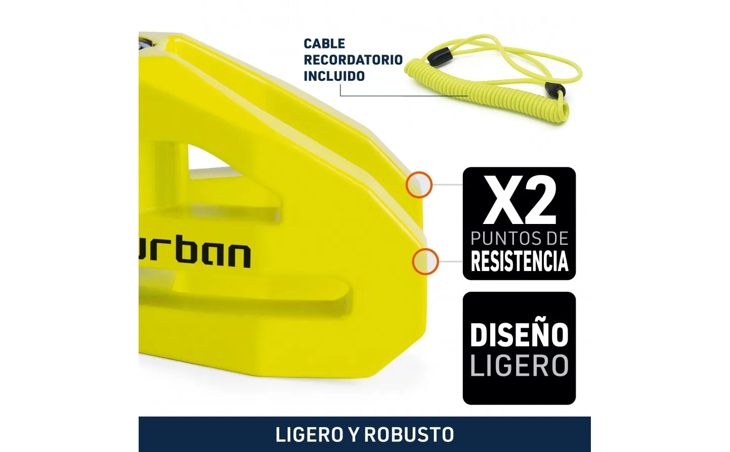 Candado Moto Urban Alarm Disk UR2D Disklock Ø 10 Amarillo |UR208Y|