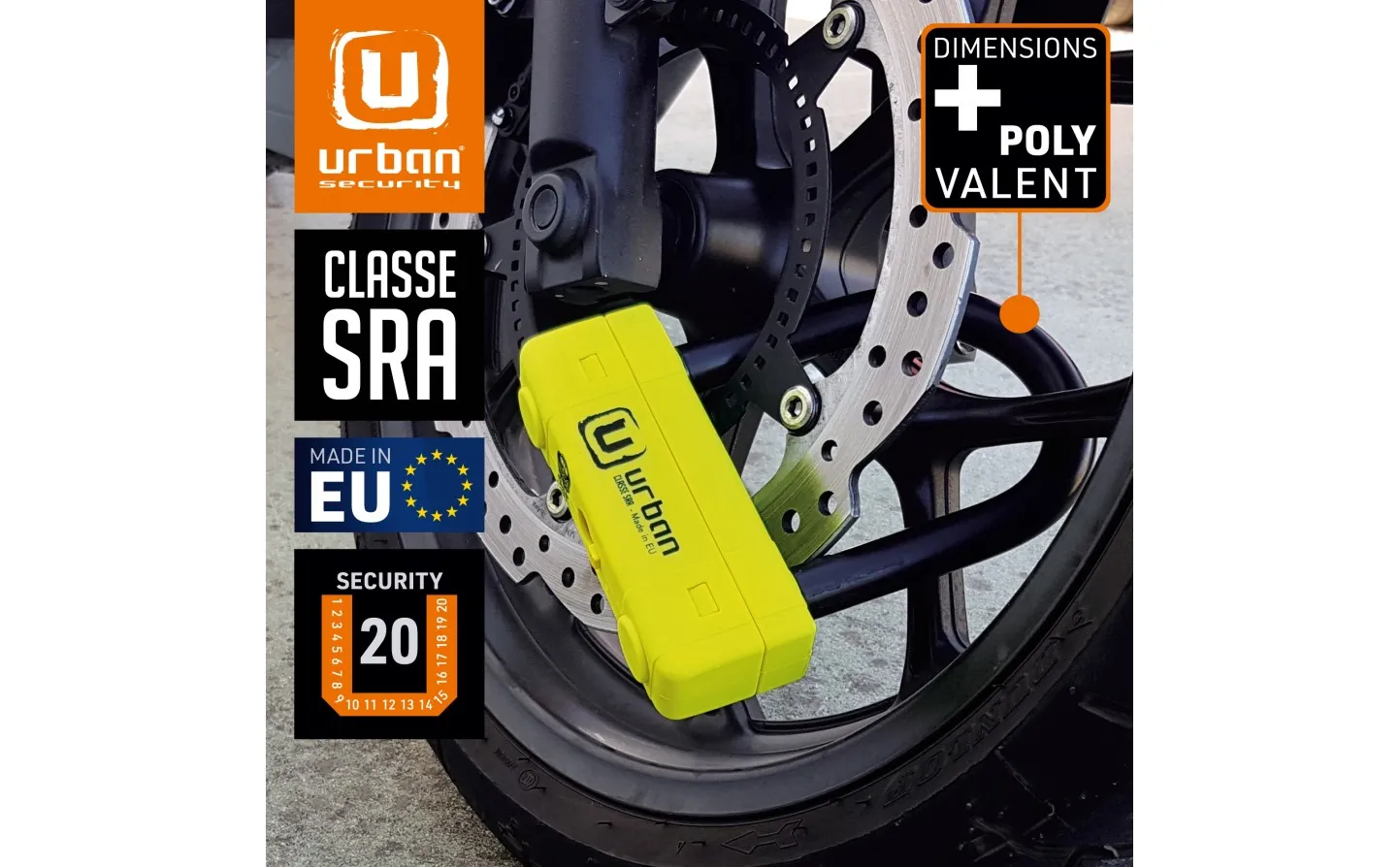 Candado Urban U Ø 18 Homologado Sra 85X120 Amarillo |UR85120Y|
