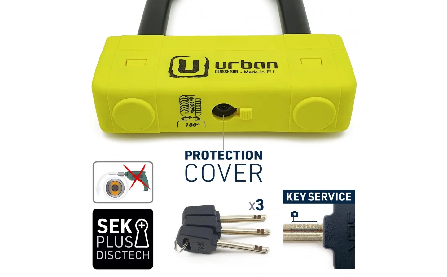 Candado Urban U Ø 18 Homologado Sra 85X120 Amarillo |UR85120Y|