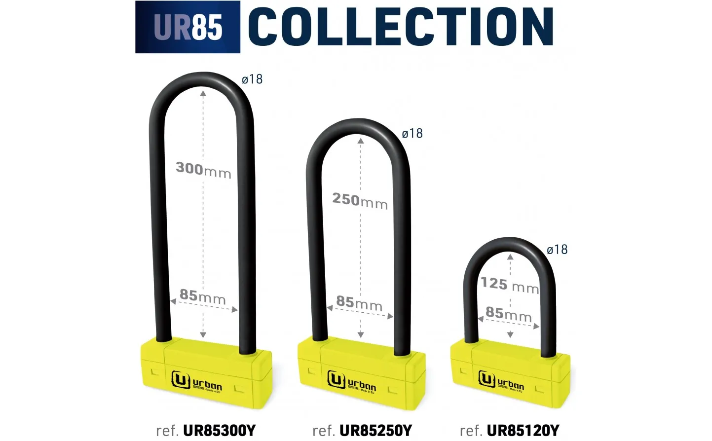 Candado Urban U Ø 18 Homologado Sra 85X120 Amarillo |UR85120Y|