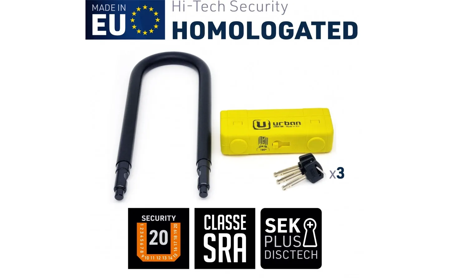 Candado Urban U Ø 18 Homologado Sra 85X250 Amarillo |UR85250Y|