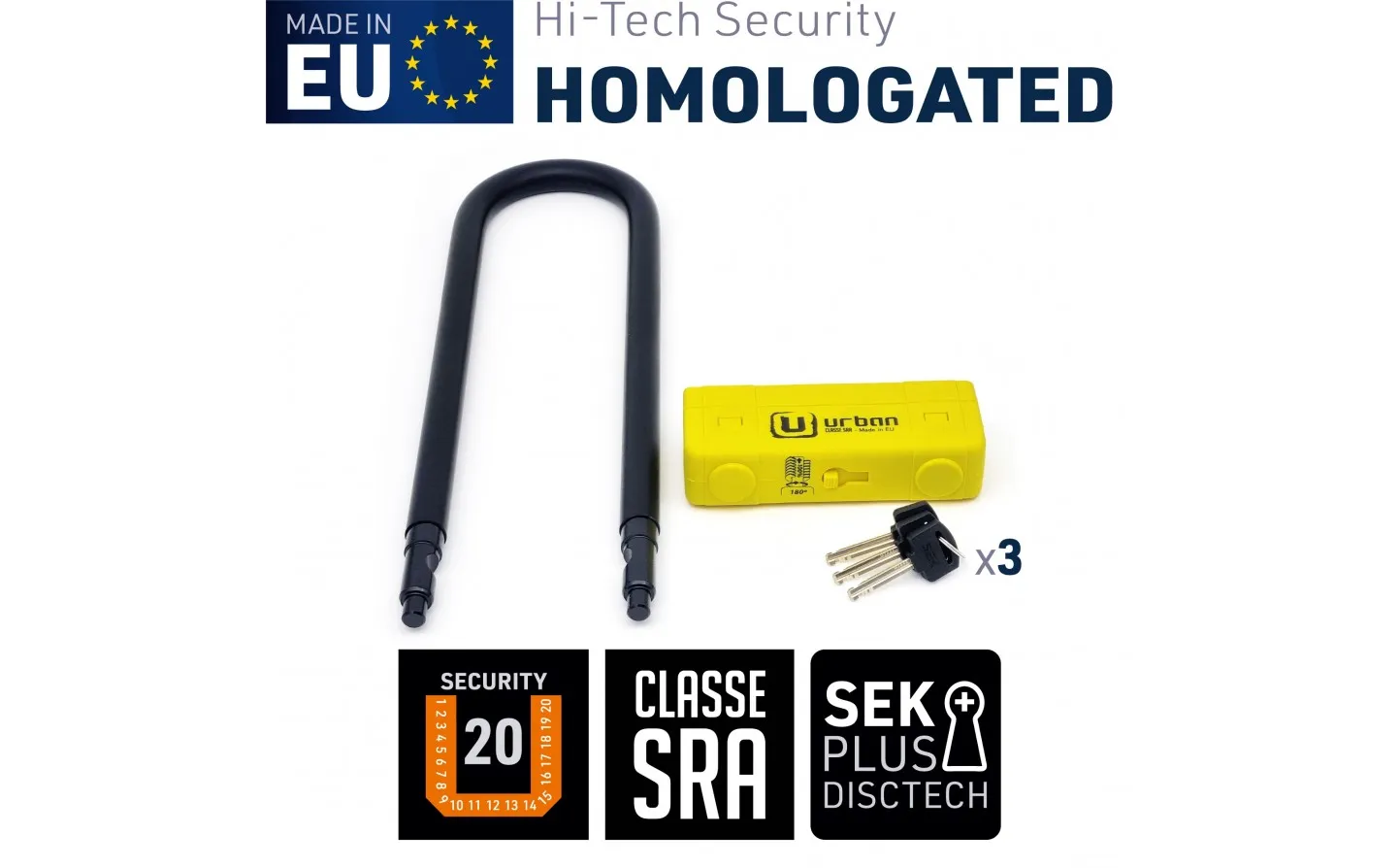 Candado Urban U Ø 18 Homologado Sra 85X300 Amarillo |UR85300Y|