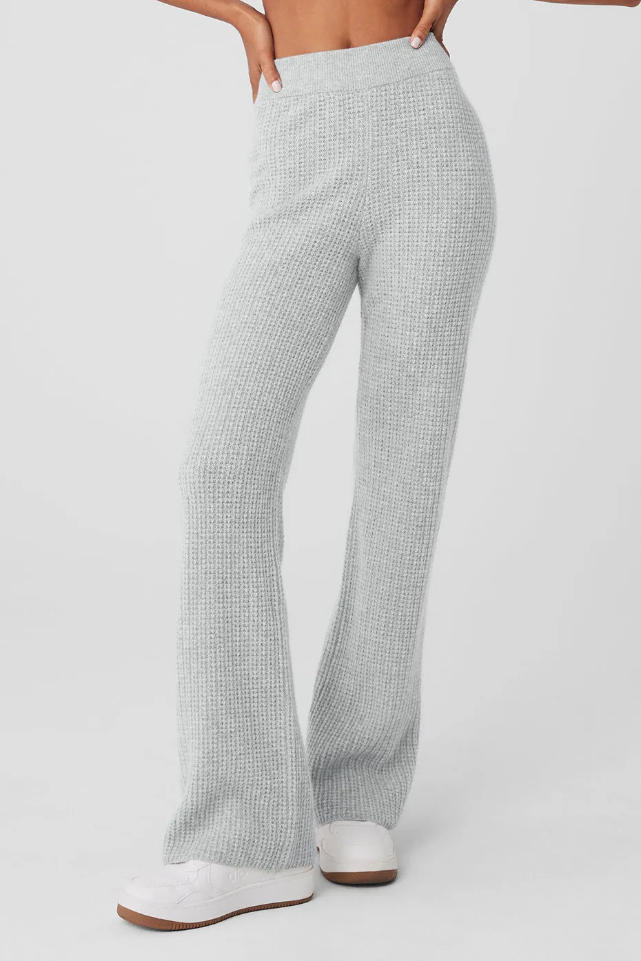 CASHMERE HIGHWAIST PLUSH WAFFLE PANT  ATHLETIC HEATHER GREY