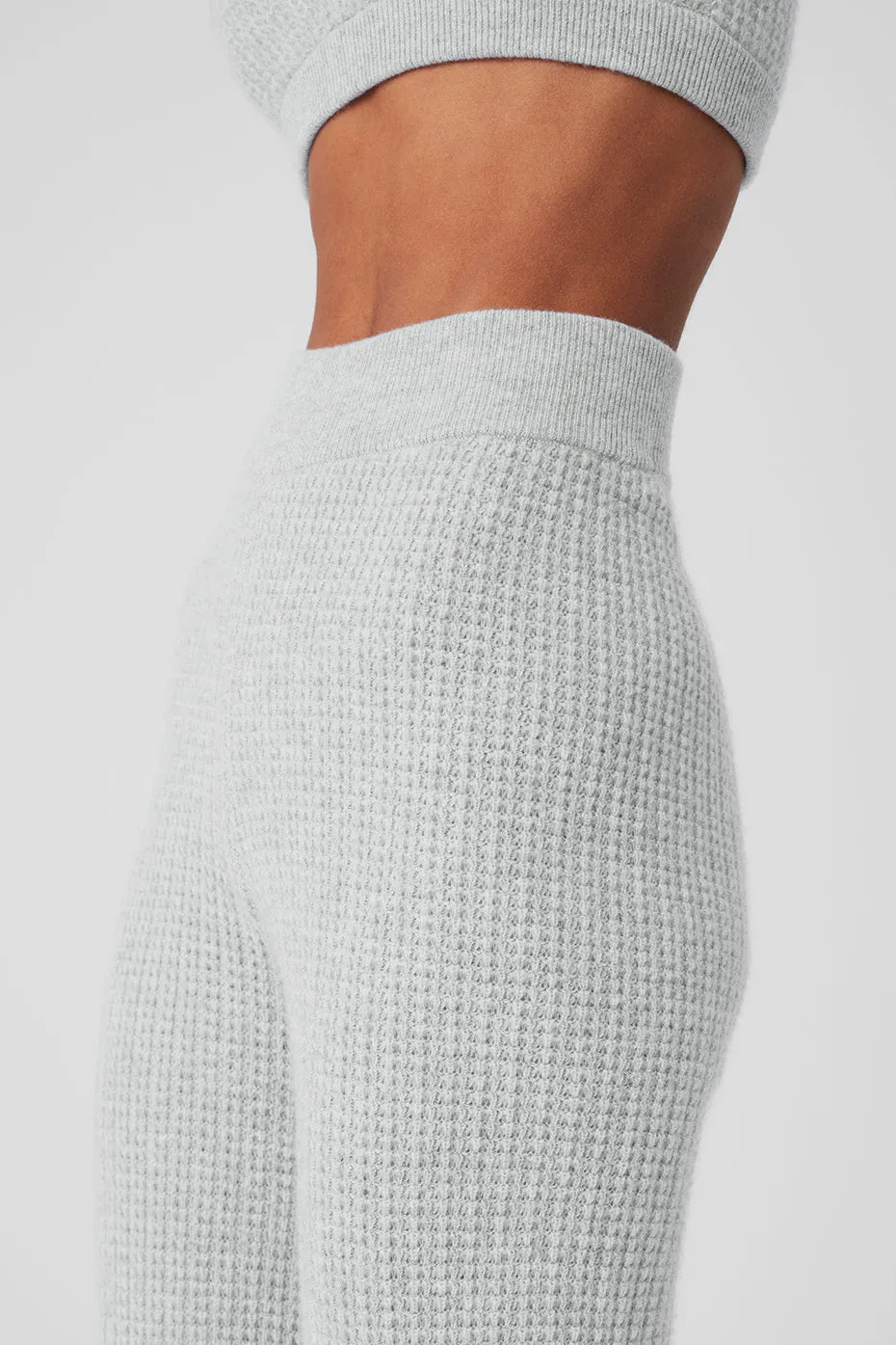CASHMERE HIGHWAIST PLUSH WAFFLE PANT  ATHLETIC HEATHER GREY