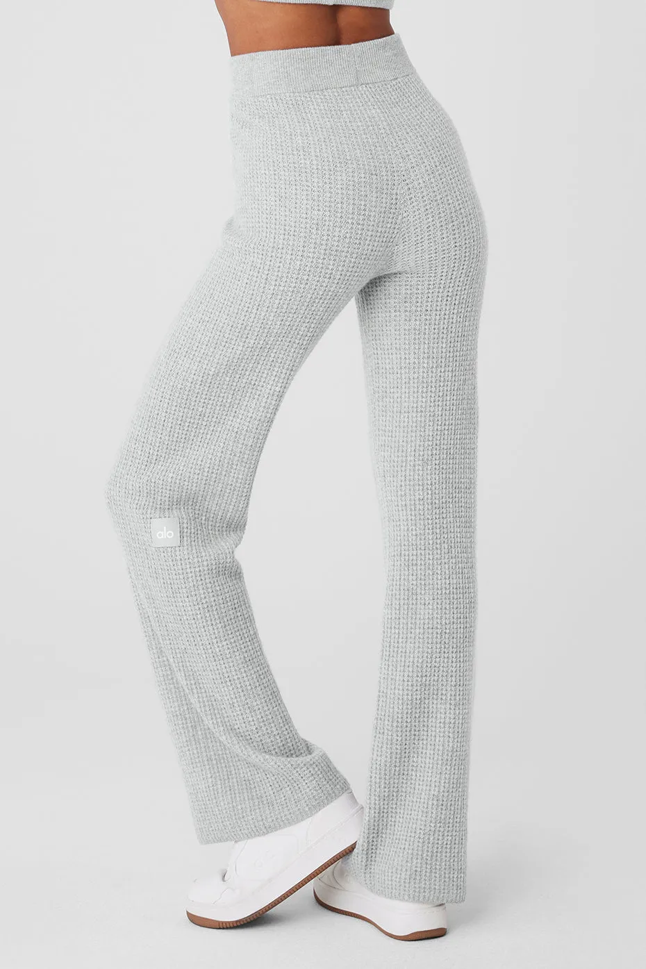 CASHMERE HIGHWAIST PLUSH WAFFLE PANT  ATHLETIC HEATHER GREY
