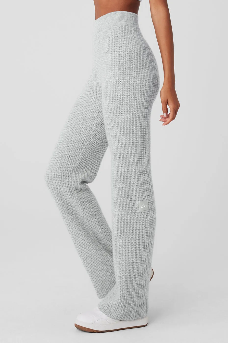 CASHMERE HIGHWAIST PLUSH WAFFLE PANT  ATHLETIC HEATHER GREY