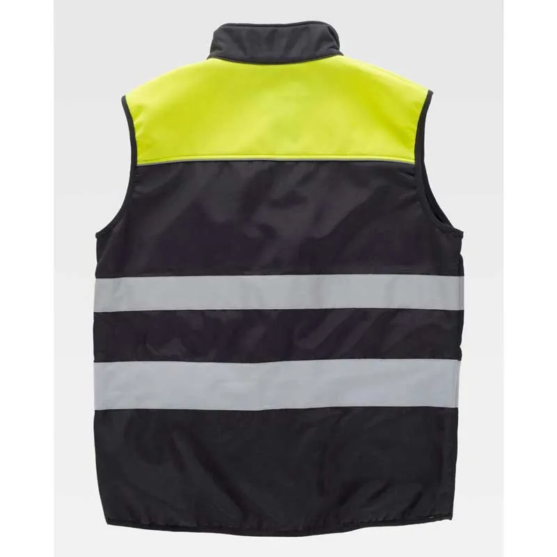 CHALECO WORKSHELL COMBINADO NEGRO Y AMARILLO  WORKTEAM