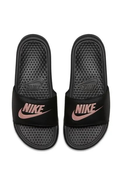 chancla nike benassi negro/bronce mujer