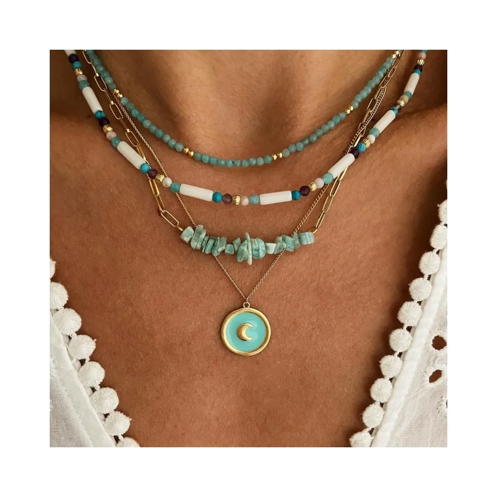 Collar Line Amazonita Oro