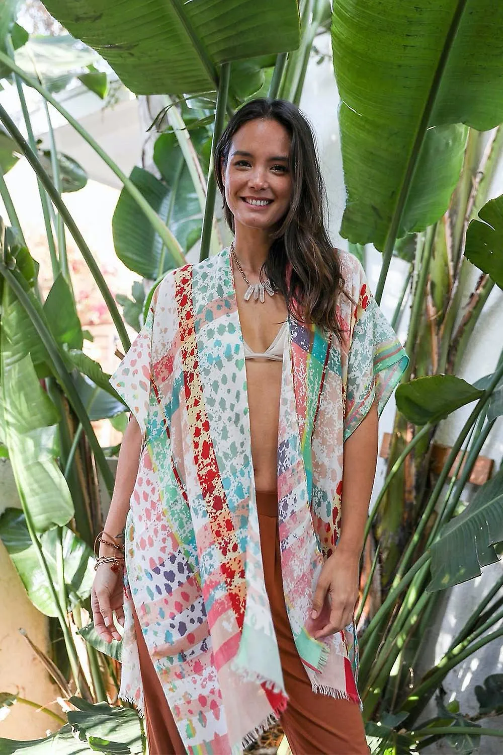 Colorful splatter kimono