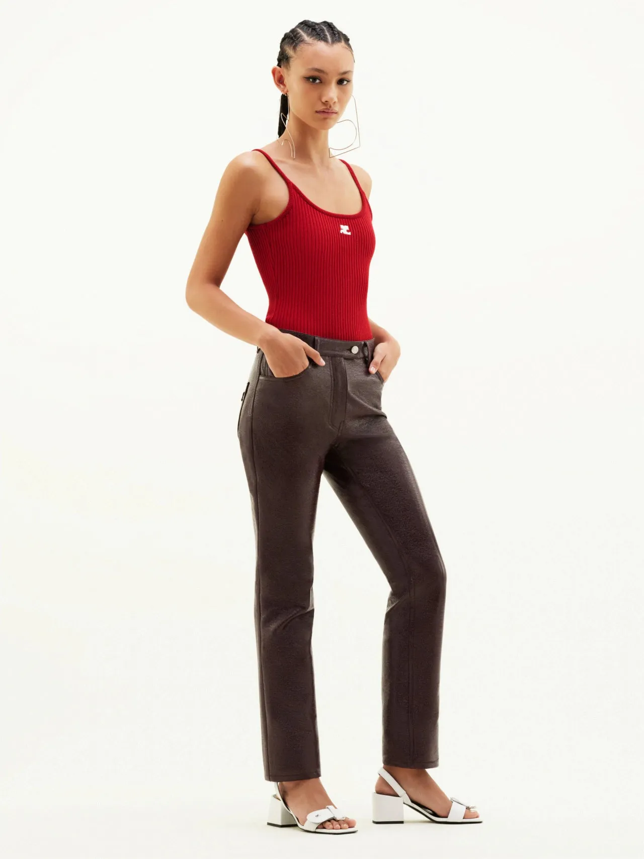COURREGES PANTS REEDITION 5POCKET VINYL BURGUNDY