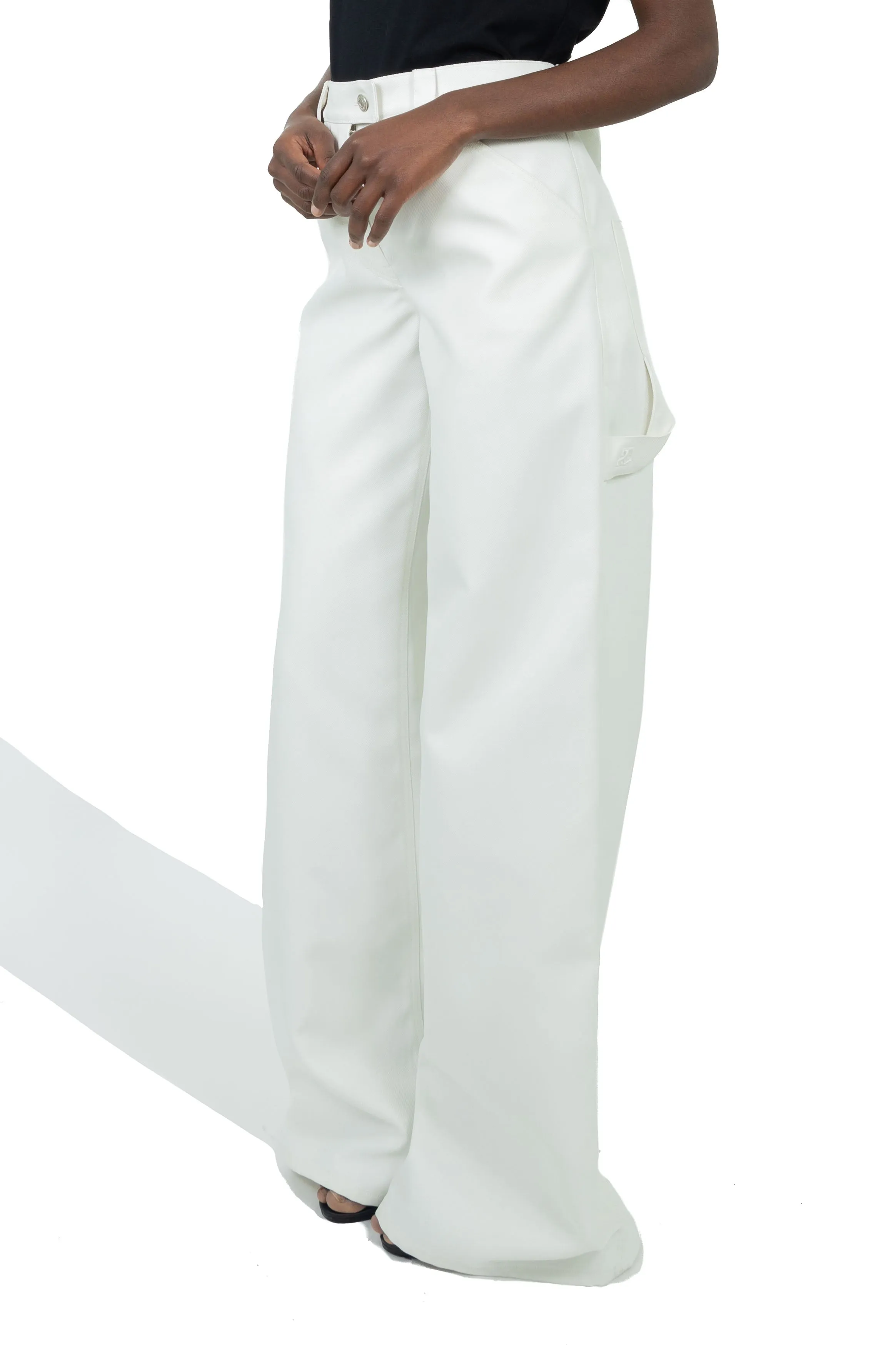 Courrges Pants Twill Baggy Heritage White
