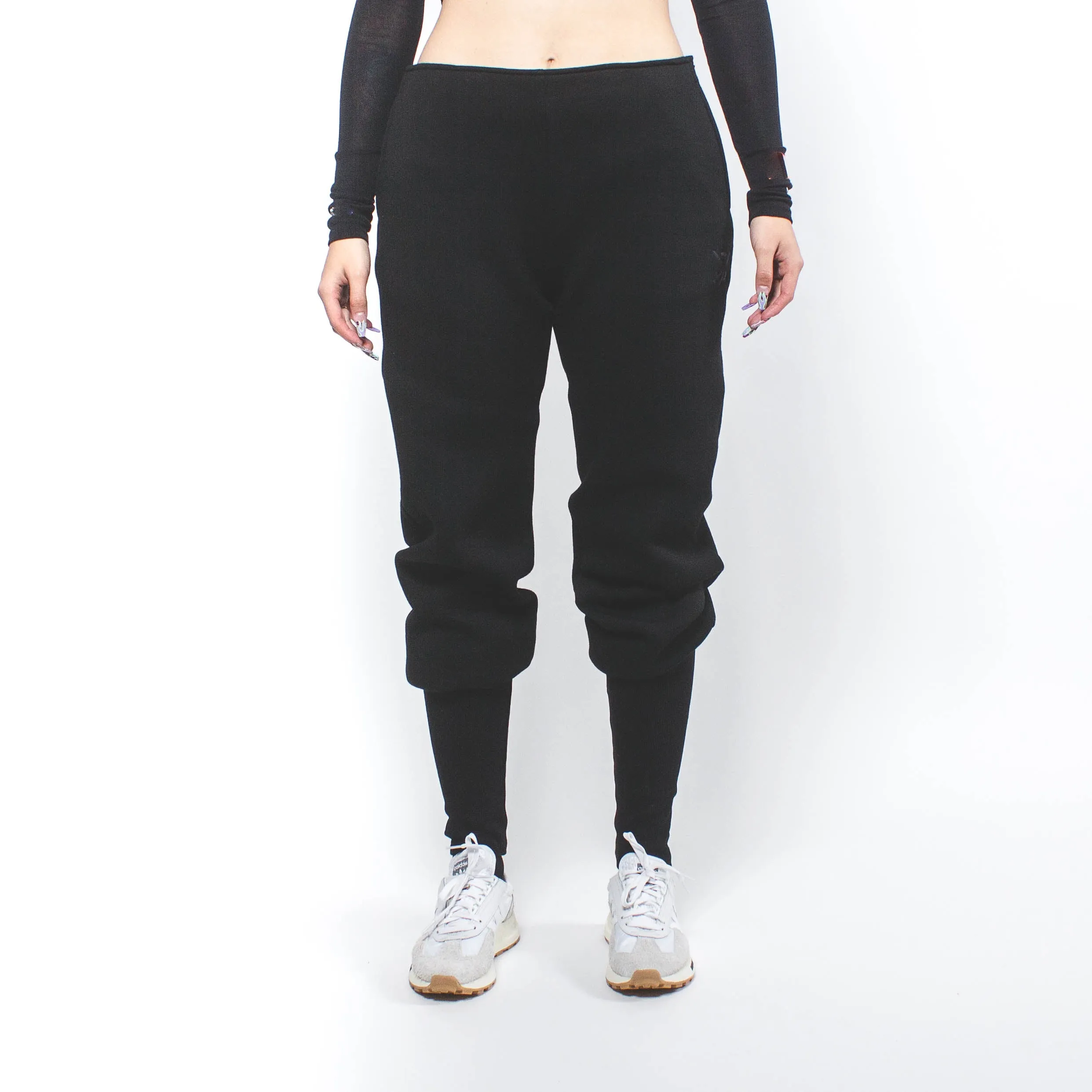 CRESTLOGO BONDED TUCKED PANTS BLACK GREY MELANGE
