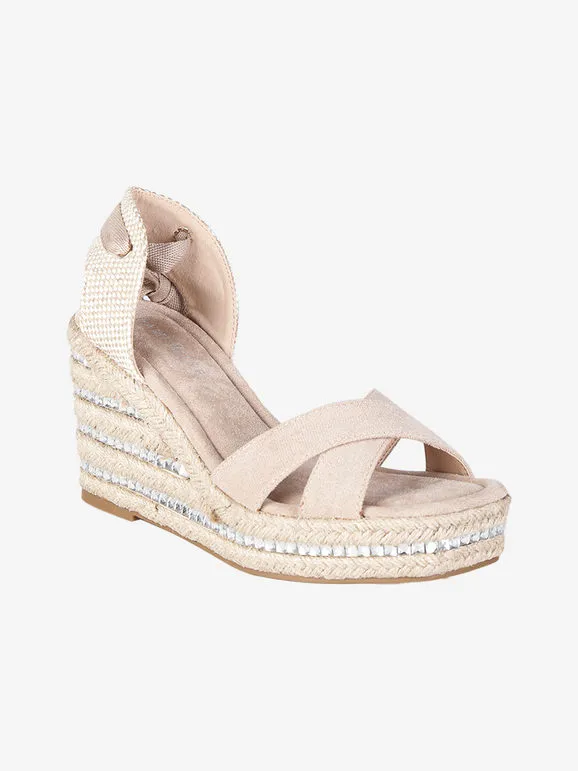 Dame Rose Sandalias de cuña de mujer con cordones esclavos.