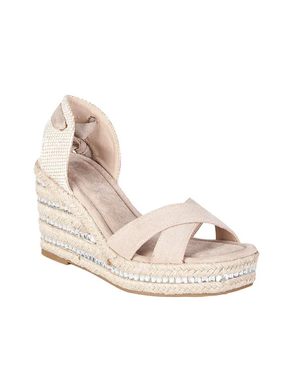 Dame Rose Sandalias de cuña de mujer con cordones esclavos.