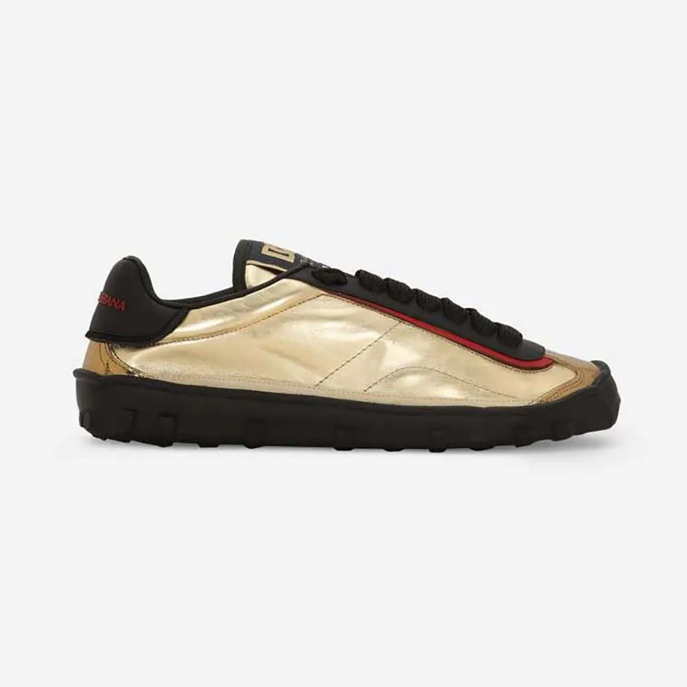 DOLCE GABBANA D&G HOMBRE ZAPATILLAS OLD RUNNER DE MEZCLA DE MATERIALESORO