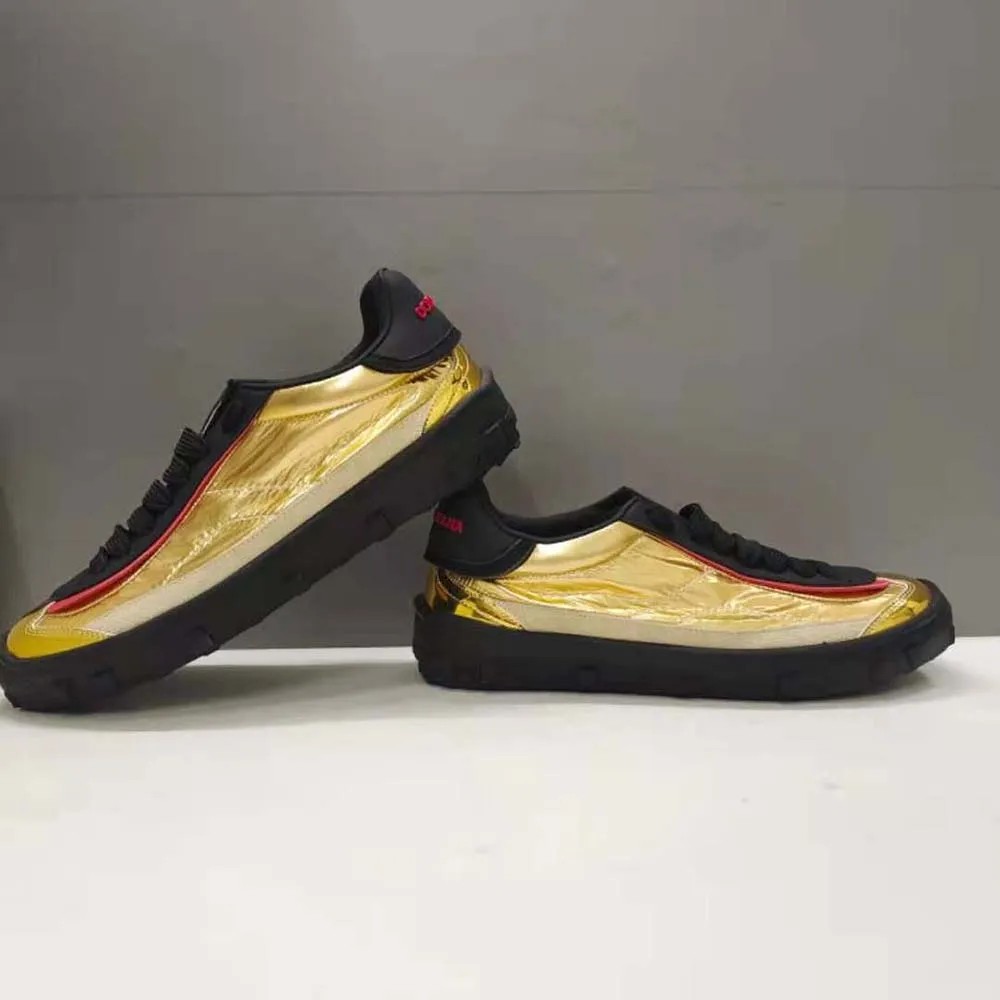 DOLCE GABBANA D&G HOMBRE ZAPATILLAS OLD RUNNER DE MEZCLA DE MATERIALESORO