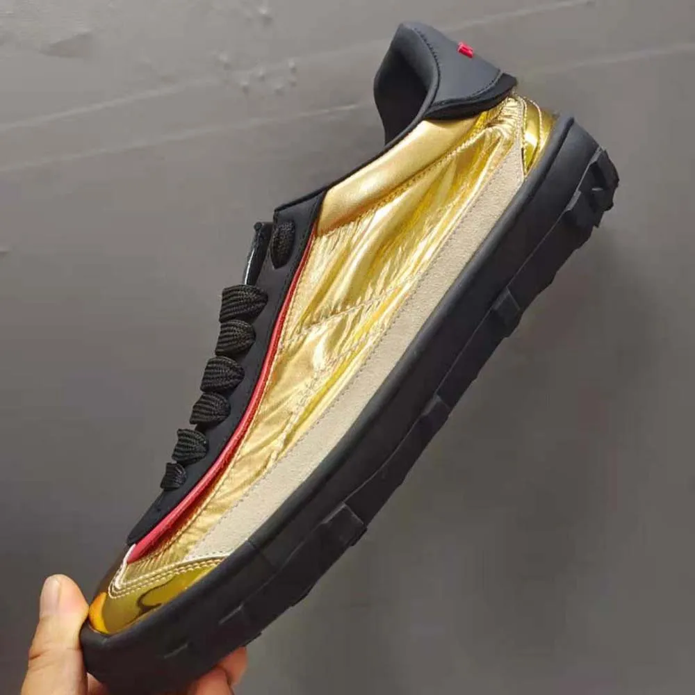 DOLCE GABBANA D&G HOMBRE ZAPATILLAS OLD RUNNER DE MEZCLA DE MATERIALESORO