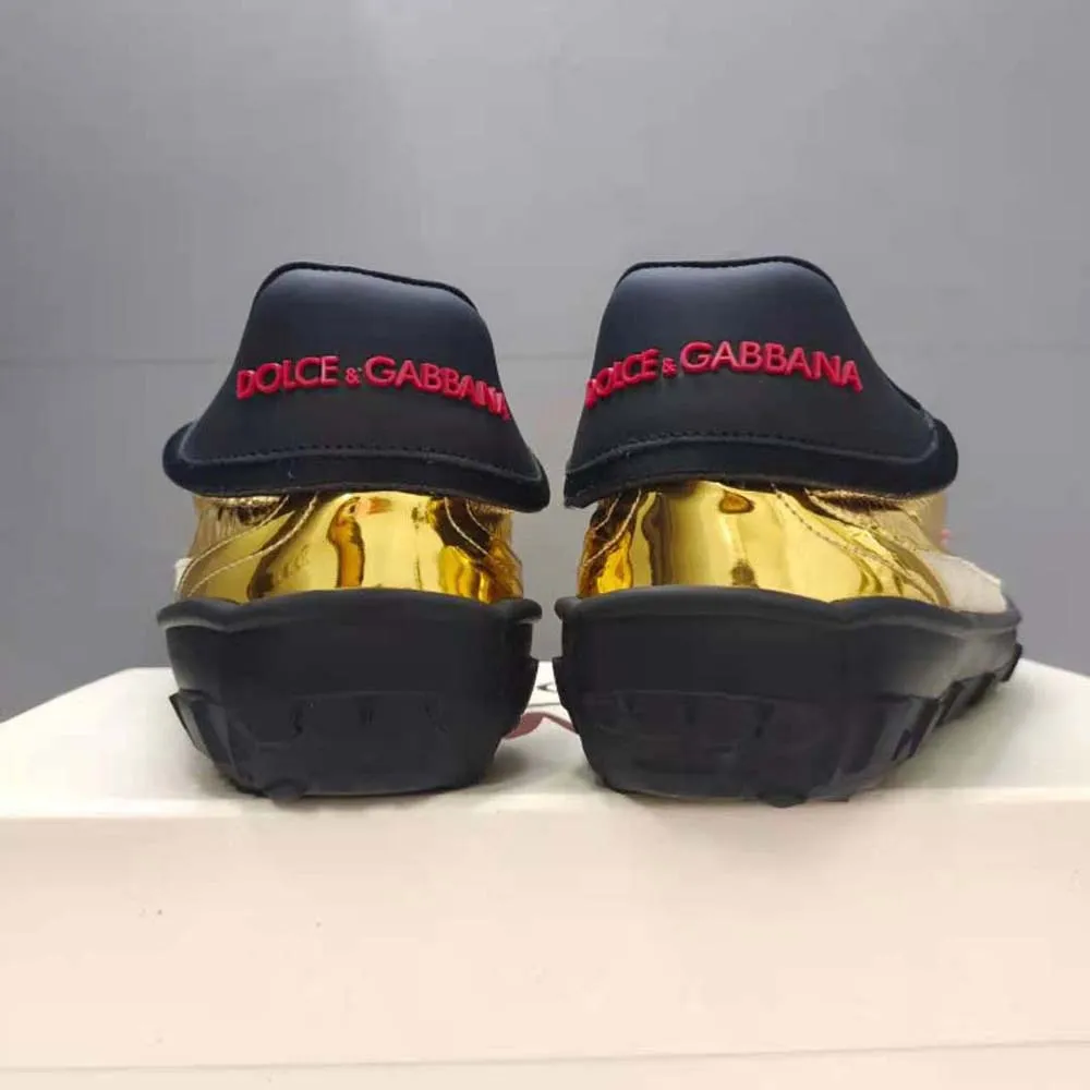 DOLCE GABBANA D&G HOMBRE ZAPATILLAS OLD RUNNER DE MEZCLA DE MATERIALESORO