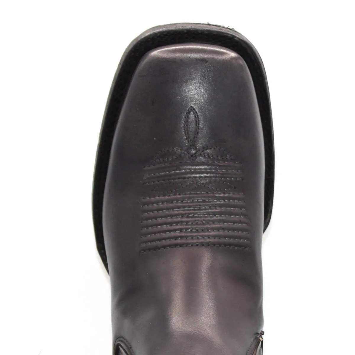 El Besserro Men's Square Toe Leather Ankle Boots Black H6439