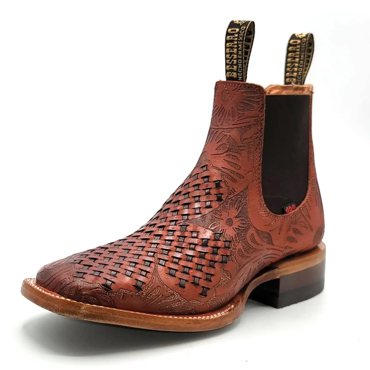 El Besserro Women's Petatillo and Handtooled Square Toe Ankle Boots