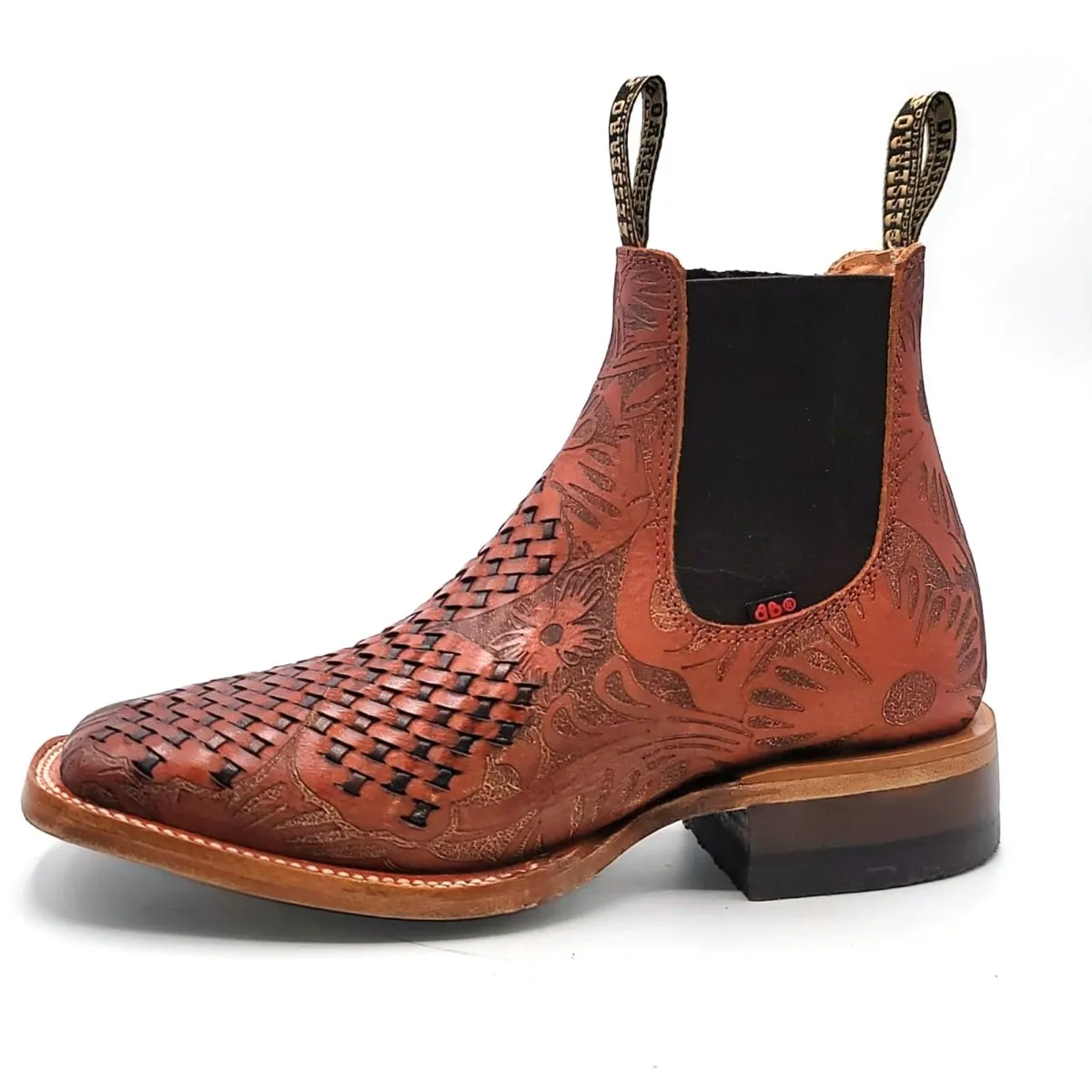 El Besserro Women's Petatillo and Handtooled Square Toe Ankle Boots