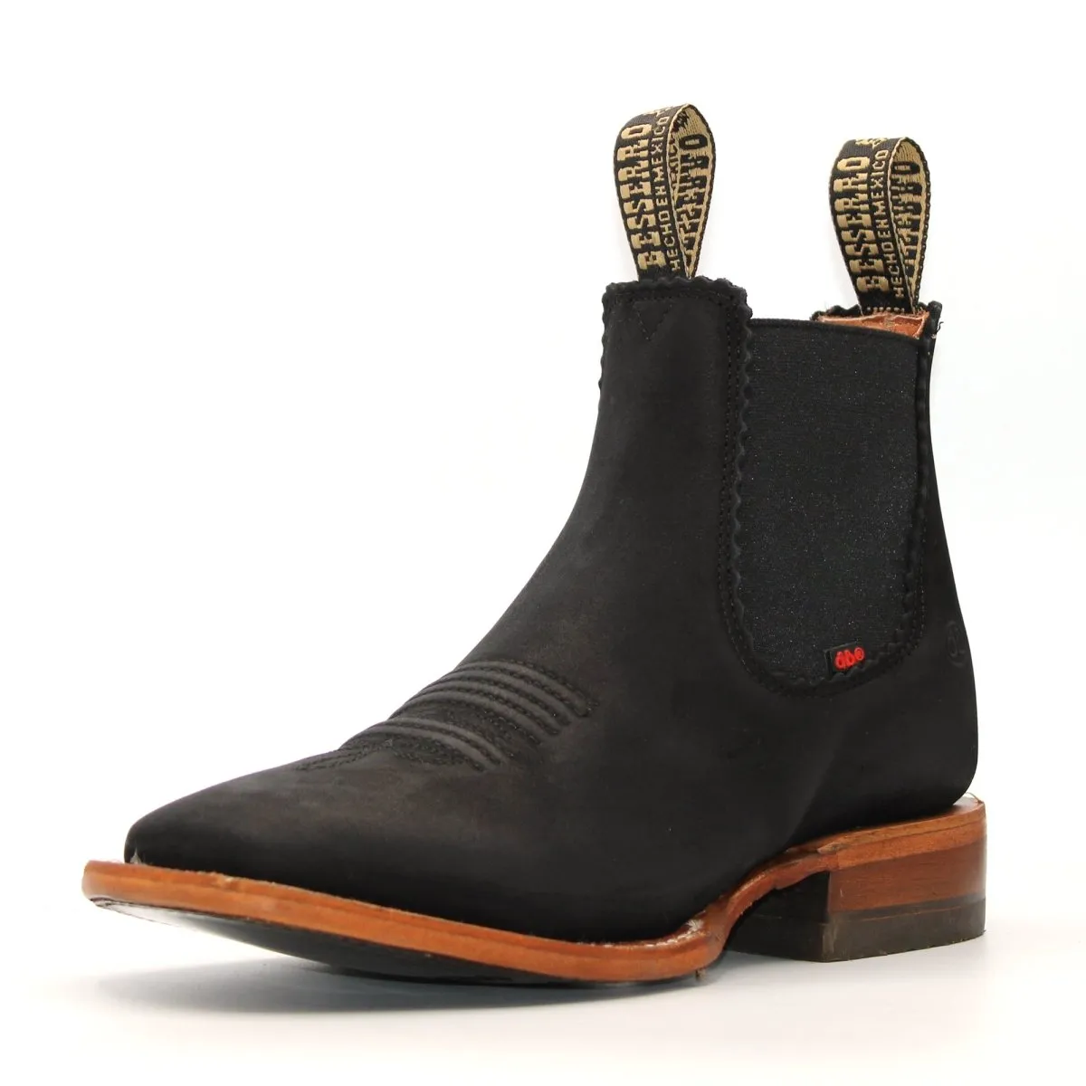 EL BESSERRO WOMEN'S SQUARE TOE ANKLE BOOTS  BLACK SUEDE