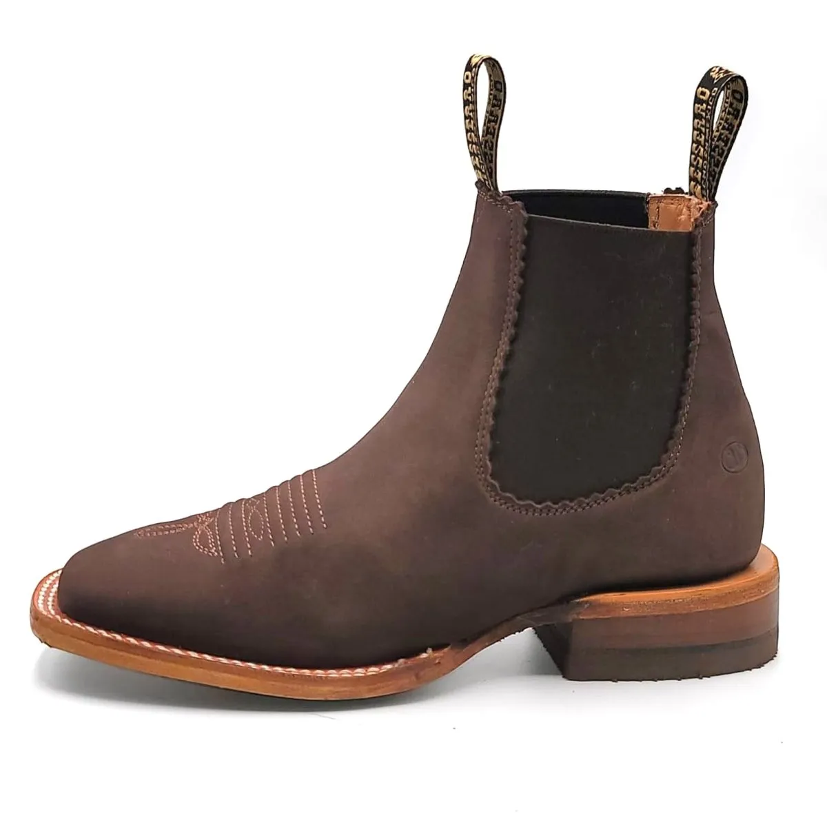 El Besserro Women's Square Toe Leather Ankle Boots Brown