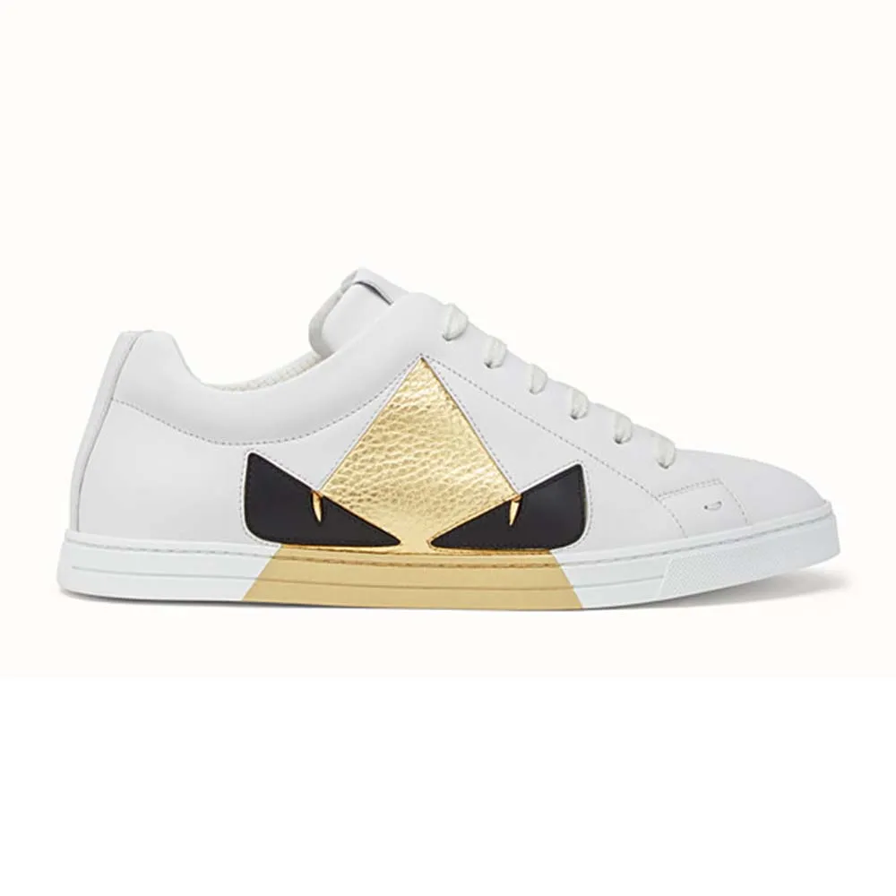 Fendi Hombre Zapatillas Bajas De Cuero Blanco