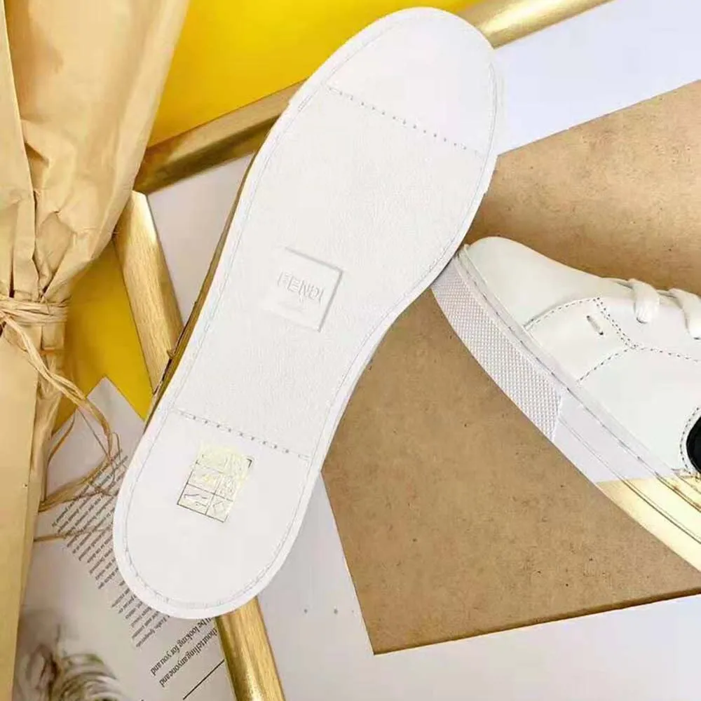Fendi Hombre Zapatillas Bajas De Cuero Blanco