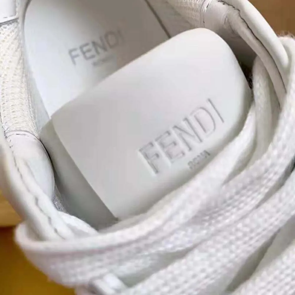 Fendi Hombre Zapatillas Bajas De Cuero Blanco