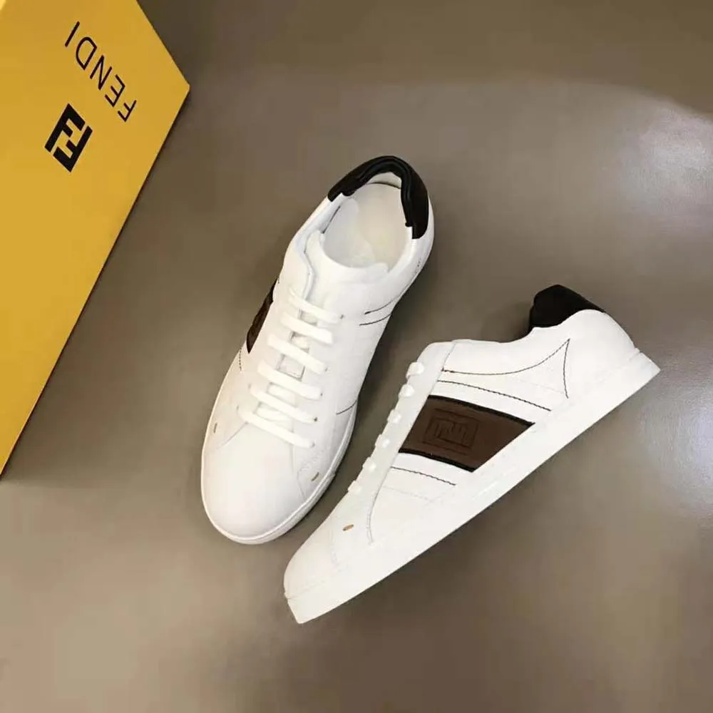 Fendi Zapatillas Bajas De Cuero Blanco Para Hombre Suela De Goma